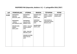 RASPORED INA (dopunska, dodatna i sl.) – 2. polugodište 2016