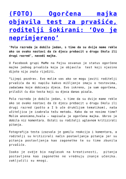 (FOTO) Ogorčena majka objavila test za prvašiće, roditelji
