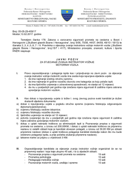 Javni poziv za stjecanje zvanja instruktor vožnje motornih vozila