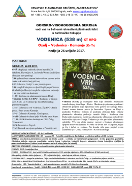 Program izleta - HPD Zagreb