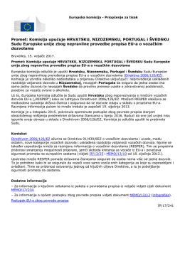 Promet: Komisija upućuje HRVATSKU, NIZOZEMSKU