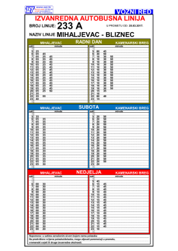 233a izvanredna autobusna linija mihaljevac - bliznec