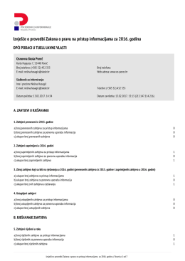 Izvjesce o provedbi Zakona o pravu na pristup informacijama za