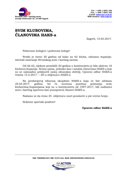 20-godi&scaron;njica HAKS-a - čestitka