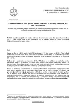 Sudska statistika za 2016. godinu: trajanje - curia