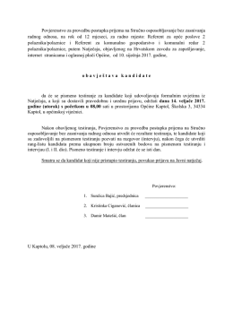 Poziva na testiranje.