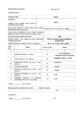 Primjer ispunjenog TZ obrasca za članarinu