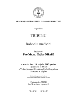 2. Roboti u medicini - prof.dr. Gojko Nikolic