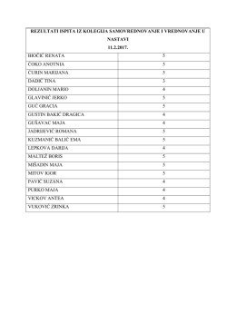 Rezultati ispita iz kolegija SAmovrednovanje i vrednovanje u nastavi