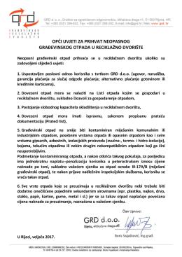 opći uvjeti za prihvat neopasnog građevinskog otpada u reciklažno
