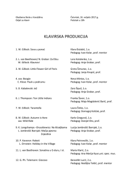 Produkcija Odjela za klavir - Glazbena škola u Varaždinu
