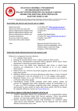 s&uuml;leyman demirel &uuml;niversitesi fen bilimleri enstit&uuml;s&uuml; 2016