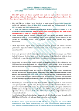 2016-2017 Bahar YY.Kayıt Yenilemeler