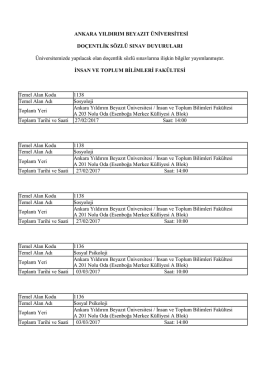 ANKARA YILDIRIM BEYAZIT &Uuml;NİVERSİTESİ DO&Ccedil;ENTLİK S&Ouml;ZL&Uuml;