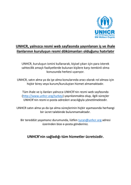 UNHCR, yalnızca resmi web sayfasında yayınlanan iş ve ihale