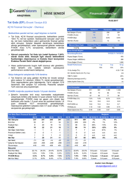 Tat Gıda (EP) (Önceki Tavsiye EÜ) 4Ç16 Finansal