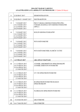 2016-2017 BAHAR YARIYILI ANALİTİK KİMYA II LABORATUVAR