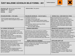ÖZET MALZEME GÜVENLİK BİLGİ FORMU