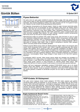 Günlük Bülten - Yatırım Finansman