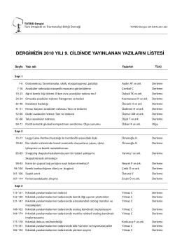 dergimizin 2010 yılı 9. cildinde yayınlanan yazıların listesi