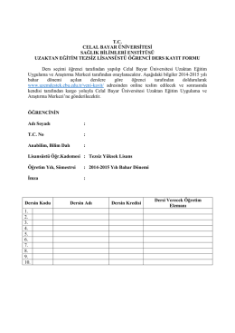 tc celal bayar &uuml;niversitesi sağlık bilimleri enstit&uuml;s&uuml; uzaktan eğitim