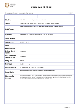 firma sicil bilgileri