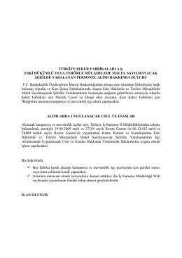türkiye şeker fabrikaları a.ş. eski hükümlü veya