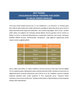 Vergisine Esas Değer Emlak Vergisi Oranları