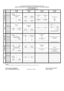 2016-2017 Öğretim Yılı Bahar Yarıyılı Ders Programı (İkinci Öğretim)