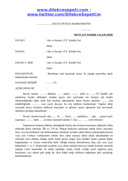 Tasarrufun İptali Davası Dilekçe Örneği