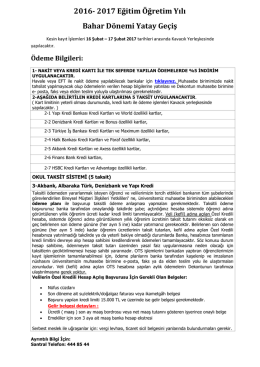 2016- 2017 Eğitim Öğretim Yılı Bahar Dönemi Yatay Geçiş