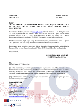 2016 IV. GEÇİCİ VERGİ DÖNEMİNE AİT GELİR