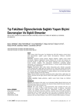 Tıp Fakültesi Öğrencilerinde Sağlıklı Yaşam Biçimi