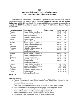 Kismi Zamanlı Öğrenci Alımı İlanı(Çocuk Eğitimi ve Araştırma