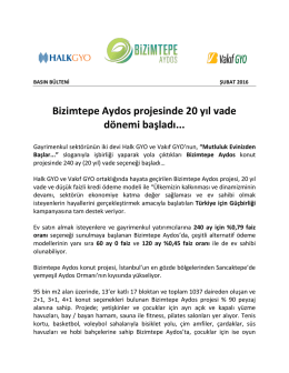 Bizimtepe Aydos projesinde 20 yıl vade dönemi başladı