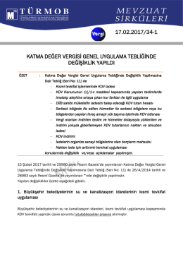 Katma Değer Vergisi Genel Uygulama Tebliğinde Değişiklik Yapıldı.