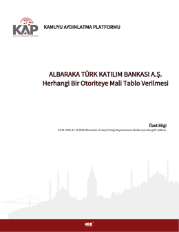 ALBARAKA T&Uuml;RK KATILIM BANKASI A.Ş. Herhangi Bir Otoriteye