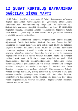 12 şubat kurtuluş bayramında dağcılar zirve yaptı