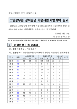 소방공무원 경력경쟁 채용시험시행계획 공고