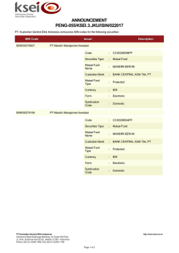 ANNOUNCEMENT PENG-055/KSEI.3.JKU/ISIN/022017