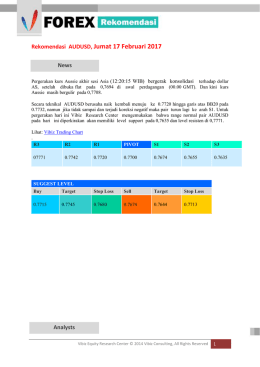 Rekomendasi AUDUSD, Jumat 17 Februari 2017