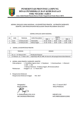 Jadwal Simulasi UNBK, Uji Kompetensi Praktik, dan Ujian Praktik