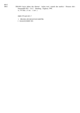 809.2 DRA DRAMA karya dalam dua dimensi : kajian teori, sejarah
