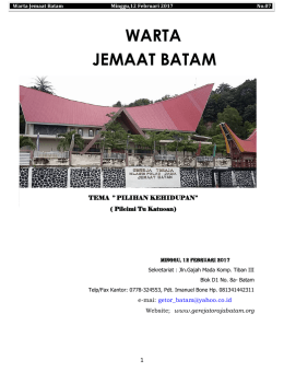 Warta Jemaat, 12 Februari 2017