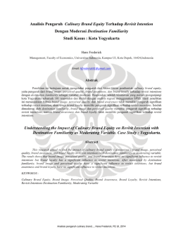 Analisis Pengaruh Culinary Brand Equity Terhadap Revisit Intention