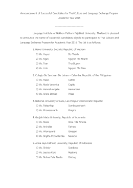Announcement of Successful Candidates for Thai