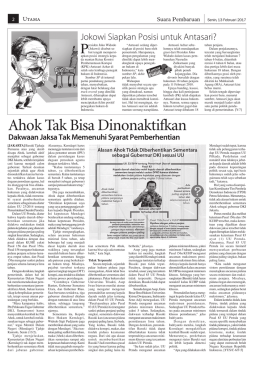 Ahok Tak Bisa Dinonaktifkan