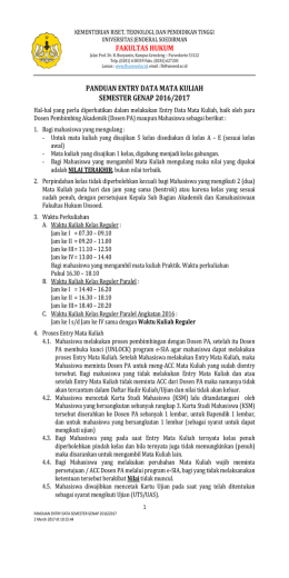 PEDOMAN PENGISIAN KSM dan JADWAL PERKULIAHAN