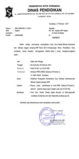 Surabaya, 17 Februari 2017 Nomor : 005/1608/436.7.1/2017