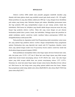 iii RINGKASAN Diabetes mellitus (DM) adalah suatu penyakit